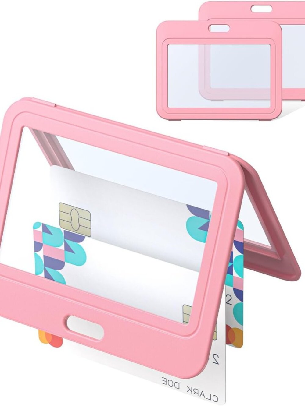 3 Pack Pink Horizontal Badge Holders for Office IDs